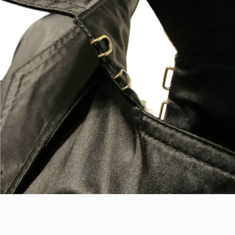 Dana Buchman Black Trench Coat with Animal Print Lining And Tie - Picture 7 of 14